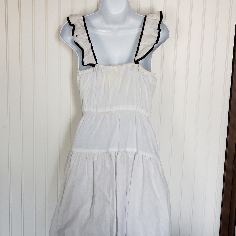 Vintage 70's ruffled white flared prairie dress - Picture 4 of 7